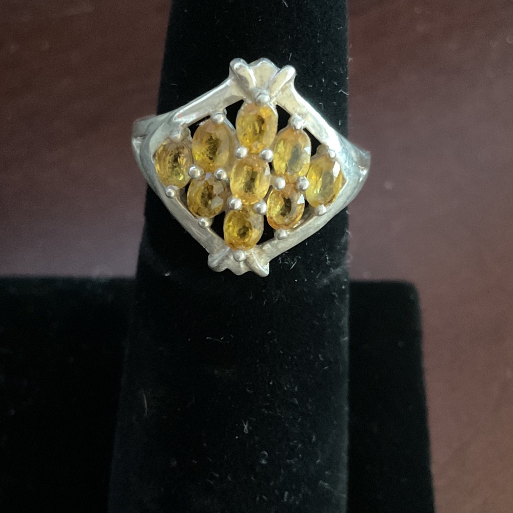 Elegant Silver Ring with Citrine Gemstones